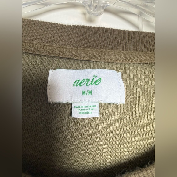 Aerie Soft Olive Green Oversized Crewneck Sweater - Picture 3 of 8